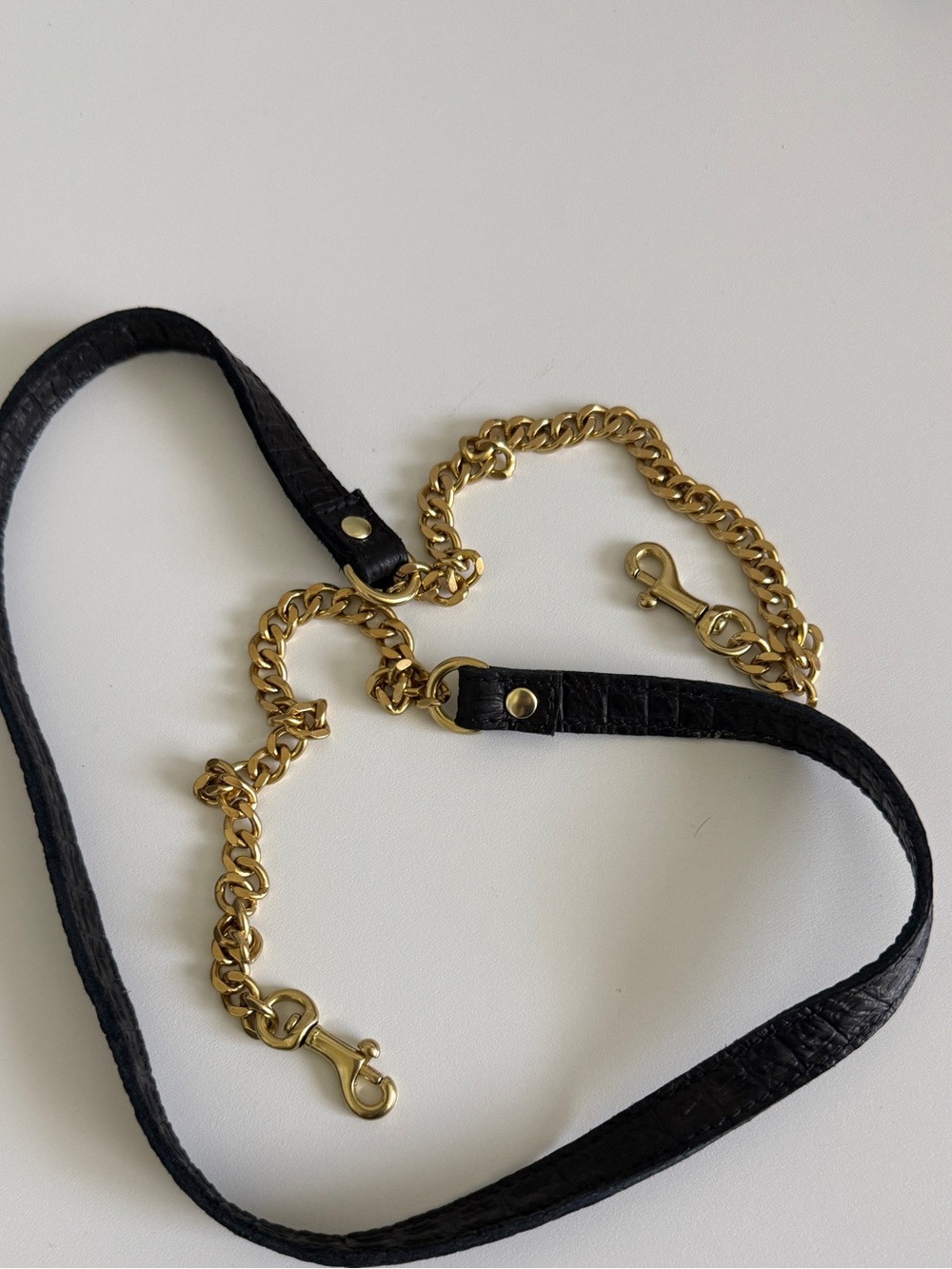 Blair Ritchey Black Leather and Gold Chain handbag strap - Picture 2 of 3